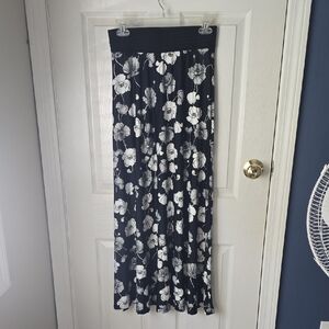 Robert Louis Black and White Floral Maxi Skirt